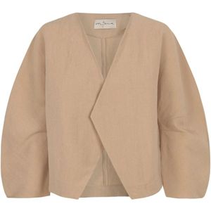 Cortana, Dakota, jas van linnen en zuivere wol in roze zand Beige, Dames, Maat:M