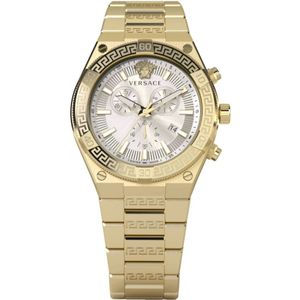 Versace, Sporty Greca Chronograaf Horloge Geel, Heren, Maat:ONE Size