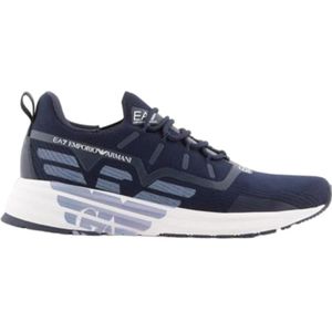 Emporio Armani Ea7, Schoenen, Heren, Blauw, 41 1/2 EU, Blauwe Casual Textiel Sneakers oor Heren