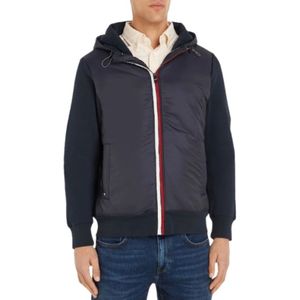 Tommy Hilfiger, Hooded Gilet van twee materialen Blauw, Heren, Maat:2XL