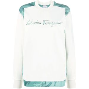 Salvatore Ferragamo, Witte Casual Sweatshirt Wit, Dames, Maat:M