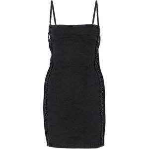 Y/Project, Zwarte stretch denim mini-jurk Zwart, Dames, Maat:M