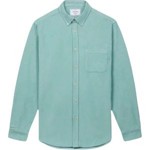 Portuguese Flannel, Lobo Turquoise Corduroy Overhemd Groen, Heren, Maat:S