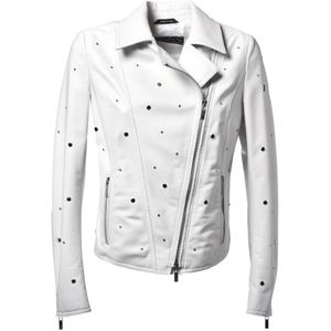 Baldinini, Jacket in white nappa leather Wit, Dames, Maat:S