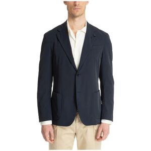 Lardini, Blazer met Knoopsluiting en Logo Blauw, Heren, Maat:L