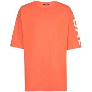 Balmain, Tops, Heren, Oranje, M, Katoen, Donkeroranje Oversized Katoenen T-Shirt