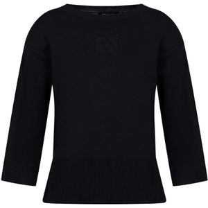 Armani Exchange, Blouses & Shirts, Dames, Zwart, S, Zwarte Viscose Trui voor Vrouwen