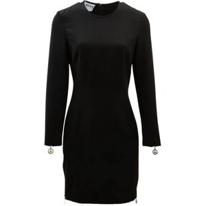 Moschino, Zwarte getailleerde korte jurk met ritssluiting Zwart, Dames, Maat:M