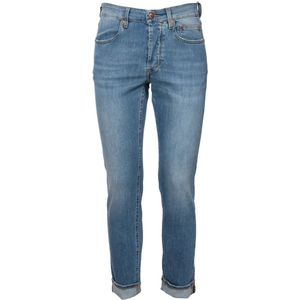 Siviglia, Slim Fit Katoenen Jeans met Rits Blauw, Heren, Maat:W36