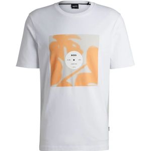 Hugo Boss, Tops, Heren, Wit, XL, Katoen, Katoenen T-shirt Tiburt 388 Designers Code