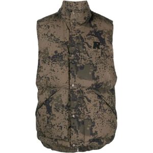 Represent, Jassen, Heren, Bruin, L, Nylon, Camouflage Puffer Gilet met Dubbele Zakken