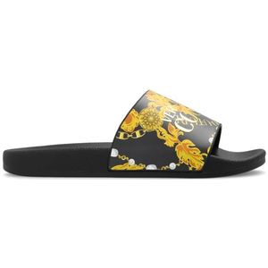 Versace Jeans Couture, Schoenen, Dames, Zwart, 39 EU, Rubberen slippers