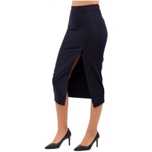 Hanita, Rokken, Dames, Blauw, M, Nylon, Elegante Geplooide Rok