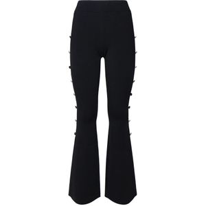 Versace Jeans Couture, Broeken, Dames, Zwart, M, Zwarte Flared Broek Hoge Taille Rits