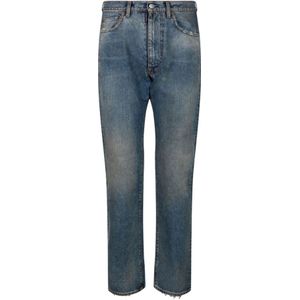 Maison Margiela, Jeans, Heren, Blauw, W30, Katoen, Lichtblauwe Katoenen Jeans met Lage Taille