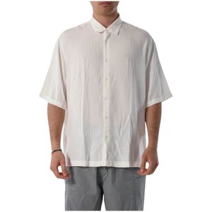Armani Exchange, Overhemden, Heren, Wit, S, Viscose Shirt met Voorknoopsluiting