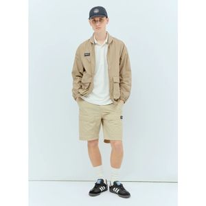 Adidas Originals, Korte broeken, Heren, Beige, L, Canvas Cargo Shorts met Logo Patch