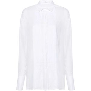 Ermanno Scervino, Blouses & Shirts, Dames, Wit, 3Xs, Katoen, Witte Katoenen Overhemd met Plooien