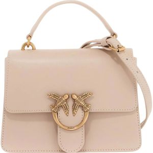 Pinko, Tassen, Dames, Beige, ONE Size, Leer, Love One Top Handle Mini Light Tas