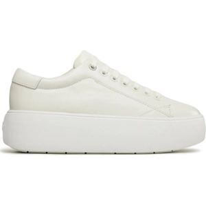 Calvin Klein, Schoenen, Heren, Wit, 40 EU, Leer, Witte Leren Sneakers