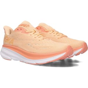 Hoka One One, Schoenen, Dames, Oranje, 40 EU, Koraal Textiel Sneakers Clifton 9