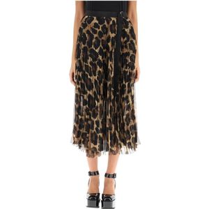 Sacai, Leopard print chiffon midi skirt Bruin, Dames, Maat:M