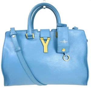Yves Saint Laurent Vintage, Pre-owned, Dames, Blauw, ONE Size, Leer, Tweedehands leren handtassen