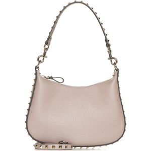 Valentino Garavani, Tassen, Dames, Beige, ONE Size, Rockstud Blush Pink Leren Hobo Tas