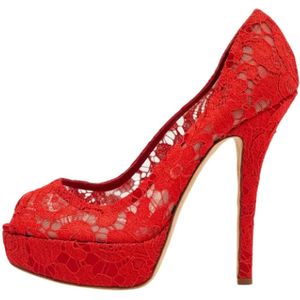 Dolce & Gabbana Pre-owned, Pre-owned, Dames, Rood, 40 EU, Satijn, Pre-owned Lace heels