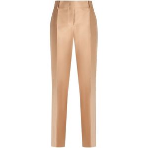 Alberta Ferretti, Broeken, Dames, Beige, L, Polyester, Zijde Blend Tailored Broeken