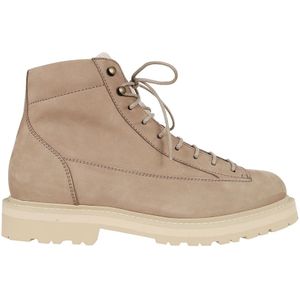 Brunello Cucinelli, Schoenen, Heren, Bruin, 43 EU, Leer, Bruine Enkellaarzen Corduroy Detail