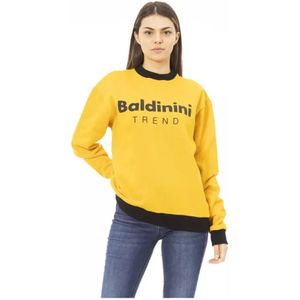 Baldinini, Sweatshirts & Hoodies, Dames, Geel, XL, Katoen, Gele Katoenen Trui met Logo voor Dames