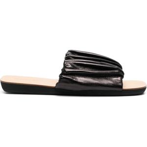 Jil Sander, Zwarte Leren Slide Sandalen Zwart, Dames, Maat:39 1/2 EU