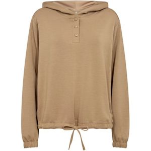 Soyaconcept, Sweatshirts & Hoodies, Dames, Bruin, S, Polyester, Comfortabele Modal Blend Hoodie met Knoopsluiting