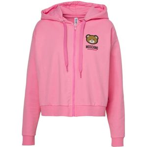 Moschino, Sweatshirts & Hoodies, Dames, Roze, L, Zip Hoodie