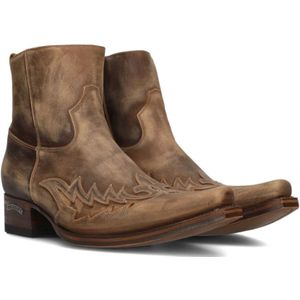 Sendra, Schoenen, Heren, Bruin, 42 EU, Leer, Heren Cowboy Laarzen met Vlam Patroon