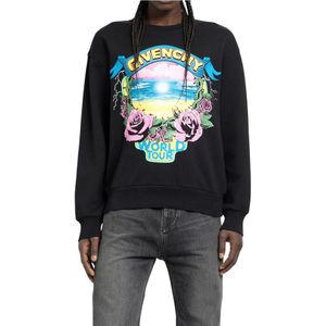 Givenchy, Sweatshirts & Hoodies, Heren, Zwart, M, Katoen, Zwart World Tour Sweatshirt