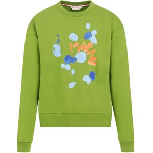 Marni, Sweatshirts & Hoodies, Heren, Groen, M, Katoen, Groene Katoenen Sweatshirt Ss 24