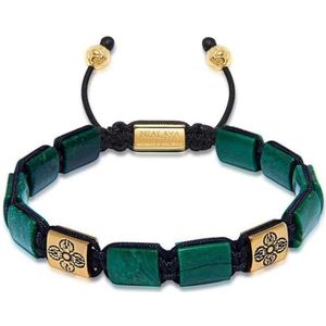 Nialaya, Accessoires, Heren, Groen, XL, Nylon, The Dorje Flatbead Collection - Green African Jade and Gold