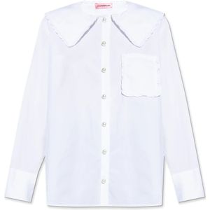 Custommade, Blouses & Shirts, Dames, Wit, L, Katoen, ‘Barbara’ shirt met decoratieve kraag