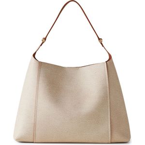 Borbonese, Tassen, Dames, Beige, ONE Size, Canvas Schoudertas Bolt Hobo