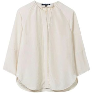 Luisa Cerano, Lichtgewicht blouse van vloeiende technozijde Wit, Dames, Maat:L