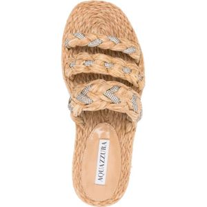 Aquazzura, Schoenen, Dames, Beige, 41 EU, Platform Sandaal in Natuurlijke Costiera Stijl