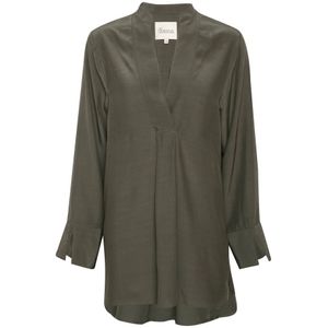My Essential Wardrobe, Raven Grey Blouse met Lange Mouwen Grijs, Dames, Maat:L