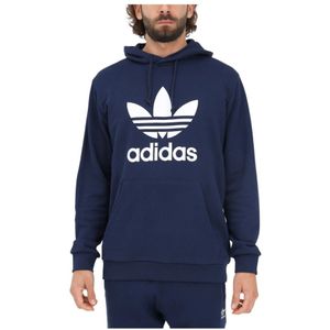 Adidas Originals, Sweatshirts & Hoodies, Heren, Blauw, M, Blauwe hoodie met maxi logo print