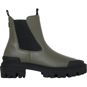 Steve Madden, Schoenen, Dames, Groen, 37 EU, Groene Gevechtslaarzen met Rubberdetails