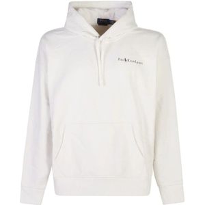 Polo Ralph Lauren, Sweatshirts & Hoodies, Heren, Wit, L, Katoen, Witte Logo Print Hoodie