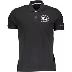 La Martina, Tops, Heren, Zwart, M, Katoen, Zwarte katoenen poloshirt met logo