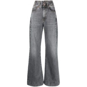 3X1, Hoge Taille Uitlopende Grijze Jeans Grijs, Dames, Maat:W30