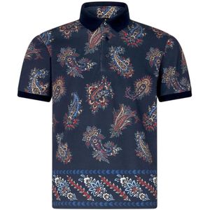 Etro, Tops, Heren, Blauw, S, Katoen, Polo Shirts